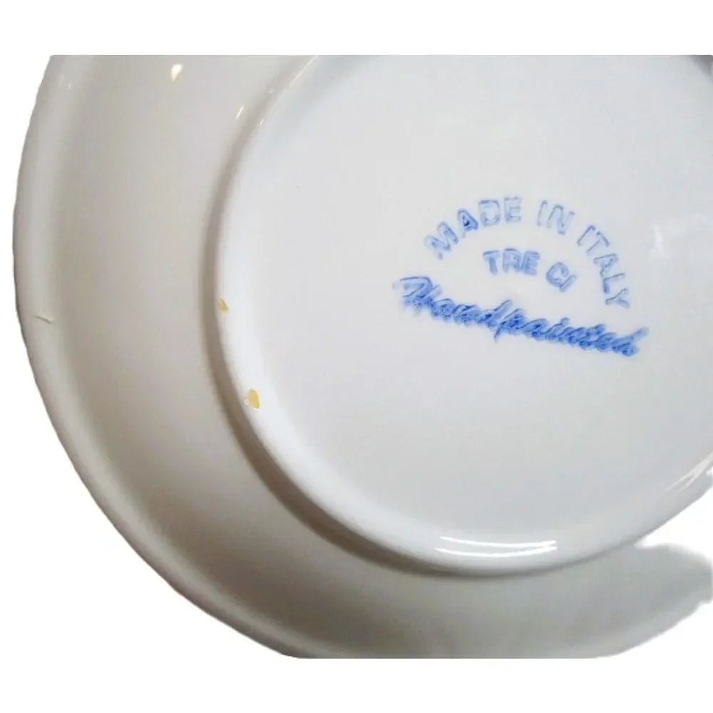 Tre Ci Italian Hand‑Painted Saucer Blue & Yellow Circles Vintage 1980s Ceramic
